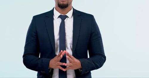 Corporate, introduction and hands of business person in studio for professional, manager and hiring