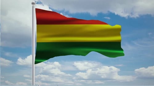 Bolivia Waving Flag Animation With Cloud Background