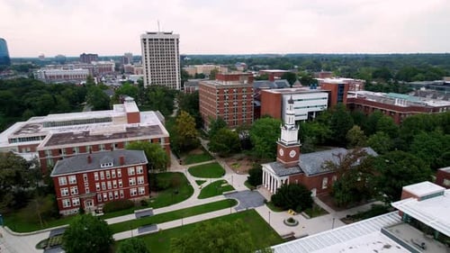 aerial pullout university of kentucky campus in lexington kentucky