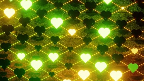 Yellow And Light Green Heart Stroboscope Background Vj Loop In HD