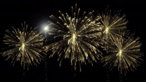 Golden Fireworks Bursts for New Year's Eve Celebrations