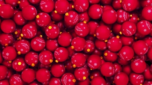Festive Red Christmas Ornaments Filling and Emptying Screen Animation