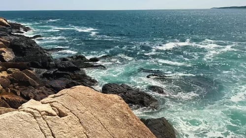 Seascape With Rocky Shore and Atlantic Ocean Blue Ocean Panorama During the Day