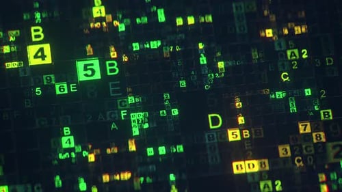 Digital code machine language visualization. Seamless loop 3D animation