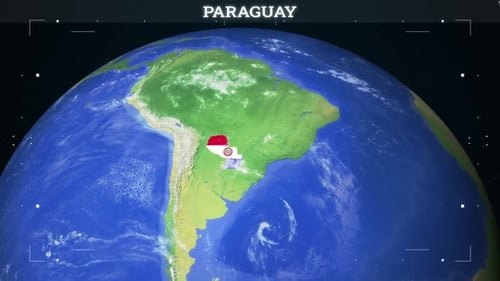 Futuristic Digital Earth Zoom to Country Flag Reveal