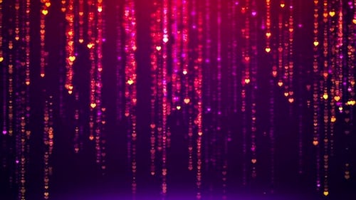 Colorful Particle Heart Glitter Background Loop V2