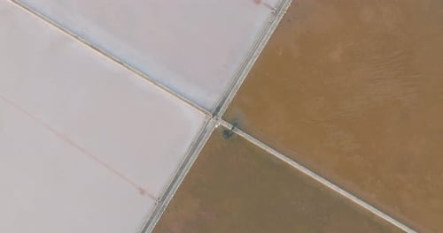 Aerial view of salt flats, Marsala, Sicily.