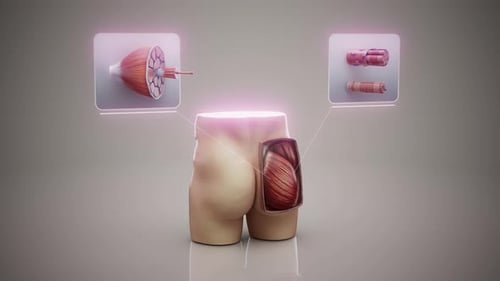 Conceptual 3D animation of gluteal muscle anatomy