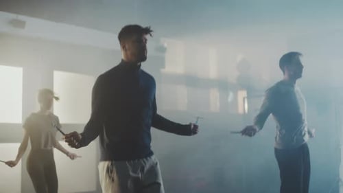 People skipping rope at gym