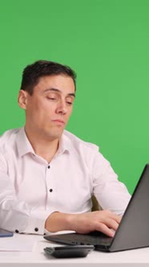 Very Tired Office Worker Unable to Stay Awake