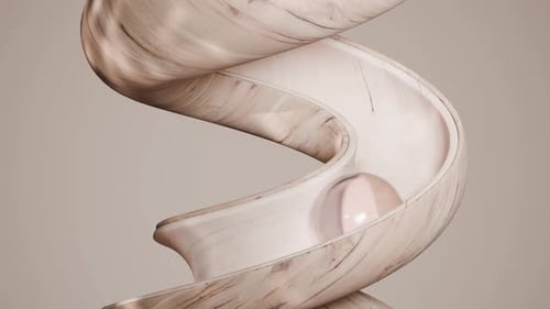 3D-Animation einer Kugel, die spiralförmig nach unten gleitet, minimale abstrakte Bewegung
