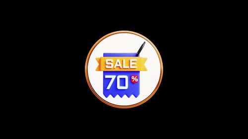 Sale 70 Percent 3D Icon Loop Animation