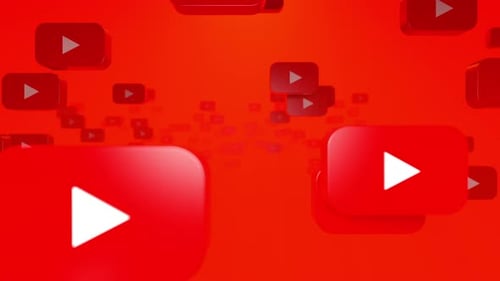 Dynamic Red YouTube Play Button Icon Background Animation
