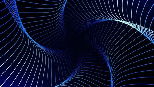 Abstract Blue Lines Dynamic Swirling Tunnel Background