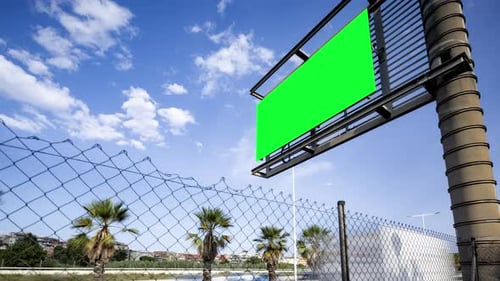 Traffic on Highway and Green Screen