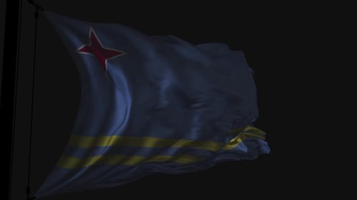 Aruba-Flagge mit schwarzem Hintergrund