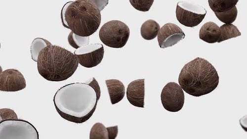 Floating Coconut Shells in Minimalist Style