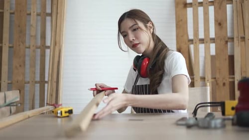 Carpenter work at workshop.