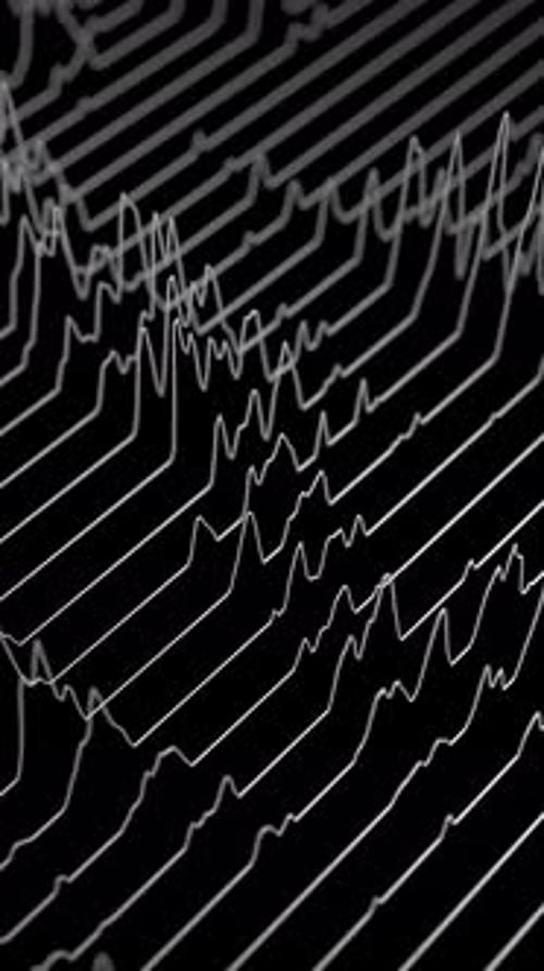 Audio Wavefrom Lines on Black Backdrop Abstract Music Waves Oscillation Futuristic Sound Wave