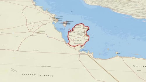 Animated Map Zoom into Qatar Political Boundaries