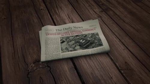 Realistic 3D Animated Newspaper Display on Wooden Background