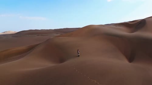 Aerial View of Sand Dunes in Peru Solitude of Desert Landscape