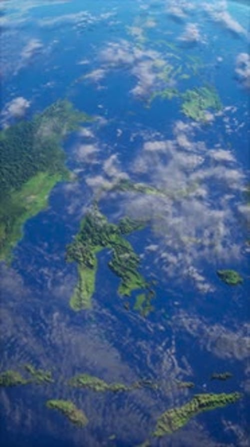 Tierra realista desde el espacio Zoom en las nubes Indonesia Sulawesi