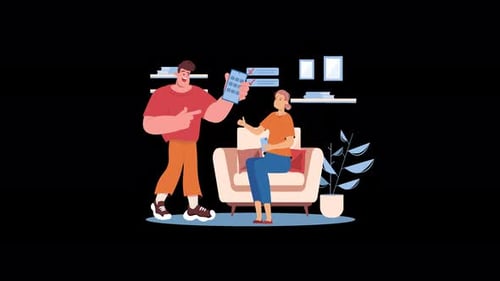 Interaction décontractée entre deux personnages à la maison