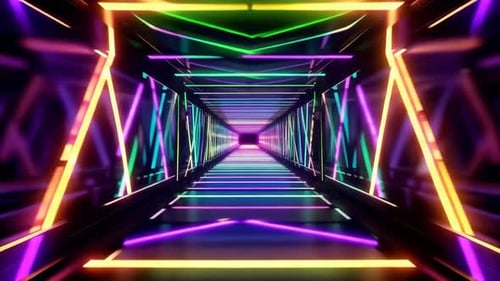 Futuristic Neon Tunnel Abstract Motion Graphics Loop