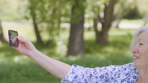 Senior Couple Taking a Selfie in Sunny Park