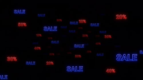 Blue and Rend Neon Sale Discount Loop Animation Background