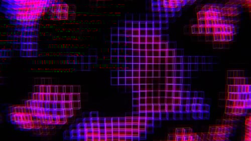 Purple And Pink Neon Cubic Frame Waves Background Vj Loop In 4K