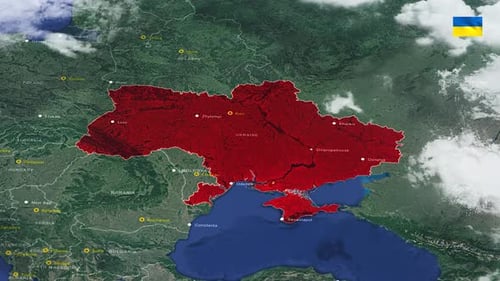 Carte de l'Ukraine couleur rouge