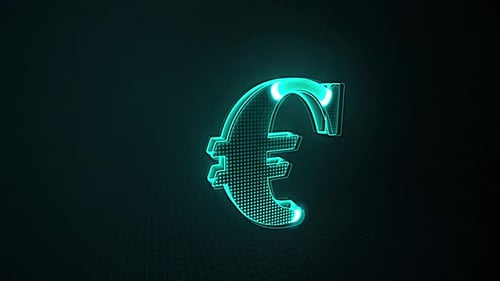 Neon Euro Currency Symbol Digital Reveal Animation
