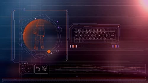 Futuristic HUD Display with Astronaut Wireframe Animation