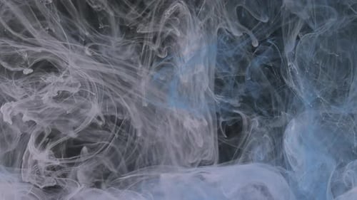 Billowing White and Blue Plumes on Black