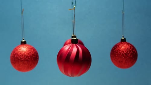 Christmas Hanging Balls on Blue