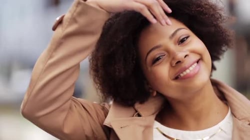 People, Emotion and Facial Expression Concept - Close Up Happy Smiling African