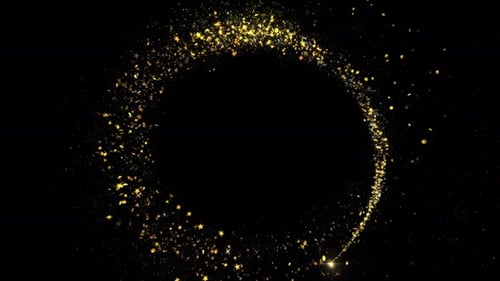 Gold Glitter Star Or Particles With Sparkles And Light Trail Moving
