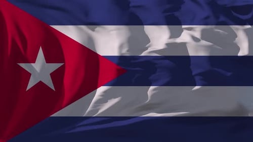 Waving Cuban Flag Realistic Fabric Animation Loop