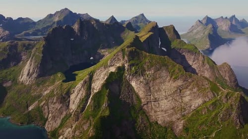 Scenic Mountains and Lakes Aerial View