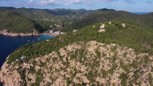 Aerial view of Ibiza Island, Balearic Island, Spain.