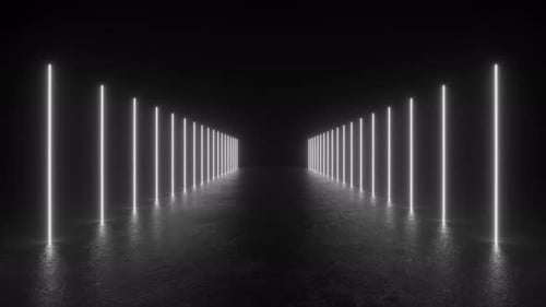 Dark Tunnel With White Lights