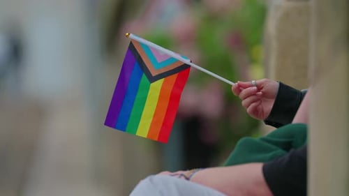 Pride Flag Waving in Support of LGBTQ+ Community