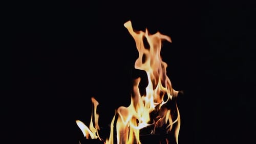 Abstract Flames Flickering on a Black Background