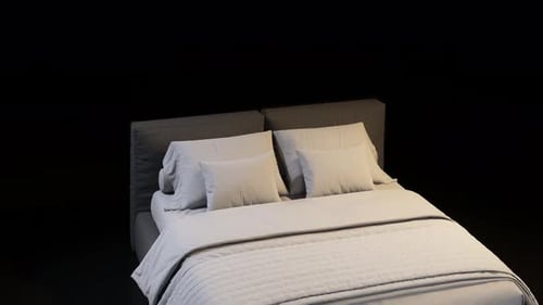 3D Rendered Modern Bed with Dynamic Lighting Animation