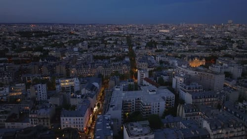 Aerial View of Town Development in Large City Apartment Buildings in Residential Urban Neighborhood