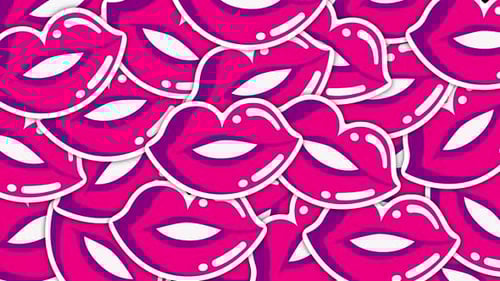 Animated Pop Art Lips Border Frame