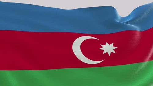 Realistic Waving Flag of Azerbaijan Loop