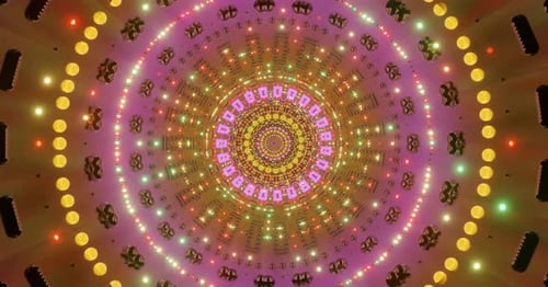 Futuristic Abstract Tunnel with Glowing Geometric Lights Loop Background